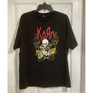 Vintage Korn Shirt Mens ?Skeleton on Bike Graphic Short Sleeve Look Pictures Siz